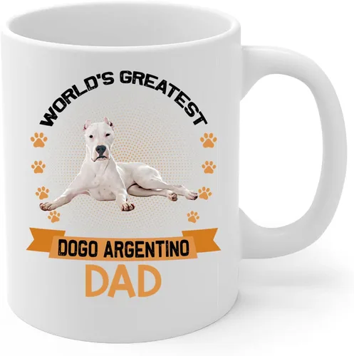 Vista 2 de Funny World's Greatest Lying Dogo Argentino Dog Dad Regalos Día del Padre Taza de café Taza de cerámica blanca 11oz