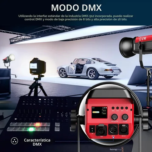 Vista 7 de GVM - Kit de iluminación continua de luz de estudio LED de 200 W para control de red de malla Bluetooth/DMX, 45400lux/3.3 ft con grabación de video