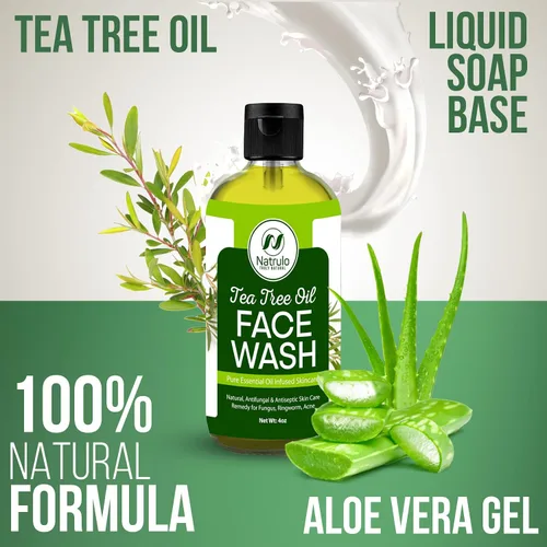 Vista 5 de Jabón facial con aceite de árbol de té, 4 onzas, jabón de árbol de té, limpiador natural para la piel, jabón facial puro con infusión de aceite