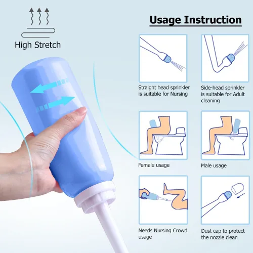Vista 5 de Peri Bottle – Cuidado posparto y perineal – Bidé portátil 2 en 1 – Pulverizador de bidé portátil de viaje para mujeres u hombres – Botella rociadora