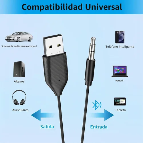Vista 5 de Adaptador auxiliar Bluetooth para coche, receptor USB BT5.2, llamadas manos libres