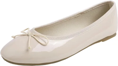 Vista 31 de FEVERSOLE Zapatos planos de ballet de patente para mujer, color macarrón colorido Beige