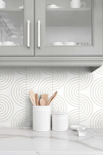 Vista 3 de NextWall Papel pintado Zen Geometric Peel and Vinyl Stick (Lunar Rock & Metallic Pearl) - Uno