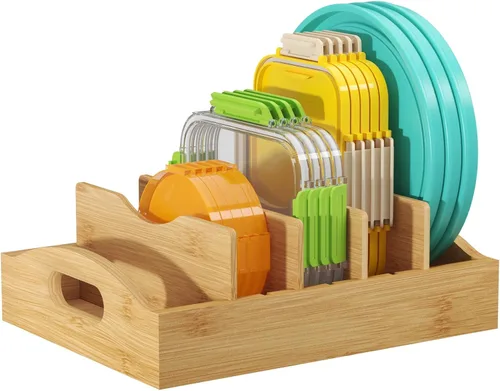 Vista 11 de Lifewit Organizadores de tapa de bambú para armario interior, contenedor de almacenamiento de alimentos con 4 insertos ajustables y 5