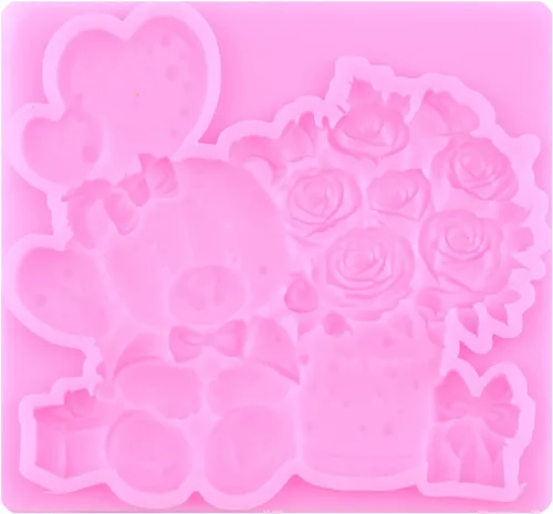 Vista 23 de ZiXiang - Molde de fondant de perlas de silicona para oso, juego de 5 Ball Pearl Semi Sphere Chocolate Molds Teddy Bear Cake Decorating Cupcake