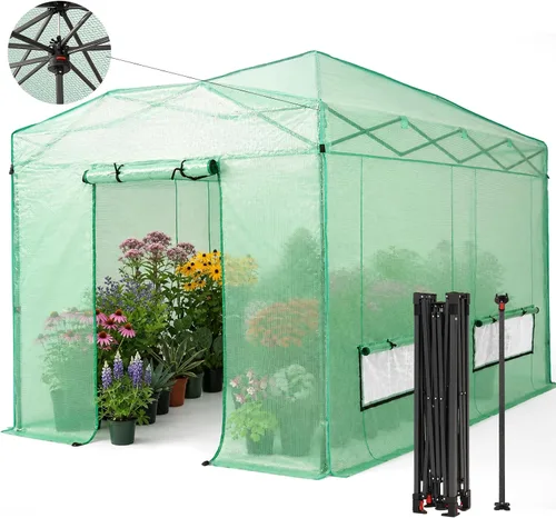 Vista 10 de CROWN SHADES Invernadero emergente de 8 x 6 para exteriores, verde Verde (New Green)