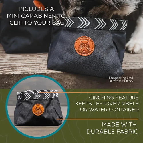 Vista 4 de Wilderdog Tazón para mochileros - Capacidad para alimentos y agua hasta 64oz - Negro