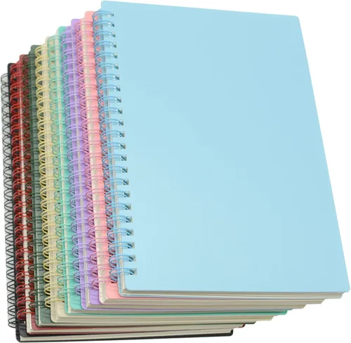 Vista 10 de Yansanido Cuaderno en espiral, 4 piezas A5 con tapa dura gruesa de plástico de 7 mm con líneas universitarias de 4 colores, 80 hojas - 160 páginas