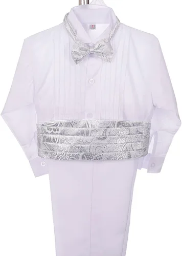 Vista 3 de Lito Angels Conjunto de 5 piezas de traje formal de jacquard para bebé niño