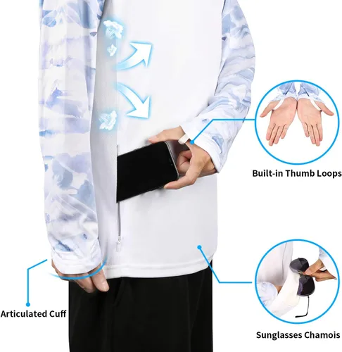 Vista 57 de Palmyth - Camiseta de pesca para hombre, con manga larga, protección solar ultravioleta FPU 50+, con bolsillo