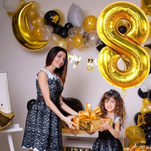 Vista 1060 de KatchOn Globo negro del número 1 de 40 pulgadas, globo de feliz cumpleaños Large Mylar Number One Balloon for 1st Birthday Decorations, Foil