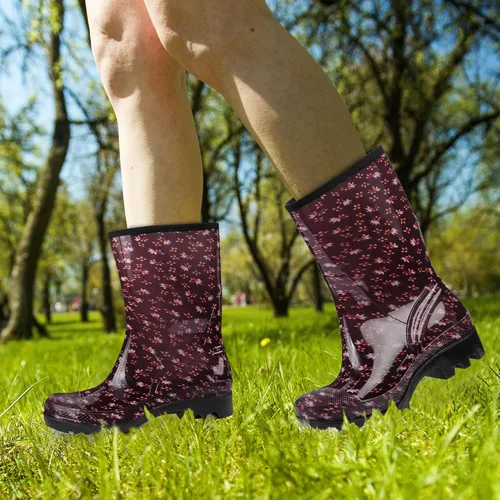 Vista 66 de DKSUKO Waterproof Womens Rain Boots insulated,Lightweight Rubber fashion Boots in Gardening,Warm and Comfortable Wide Calf Rain Boots with Glossy in
