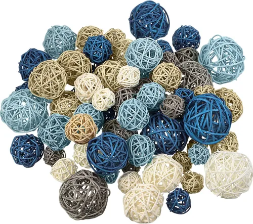 Vista 11 de Patelai 72 bolas decorativas de mimbre de ratán para jarrón, centro de mesa, tazones, relleno de orbes para primavera y verano, manualidades gris