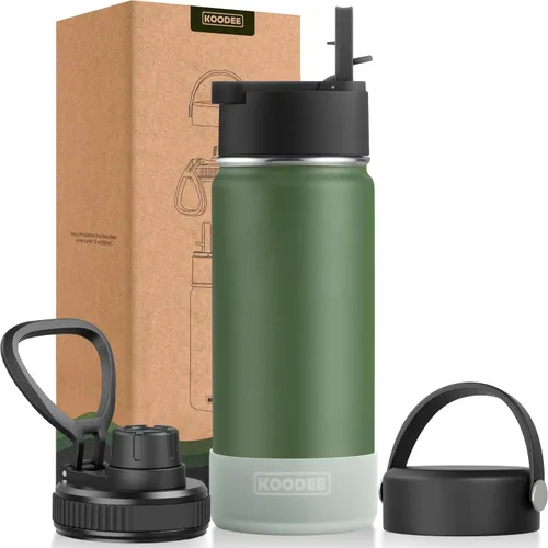 Vista 64 de koodee Botella de agua para niños, botella de agua de acero inoxidable de 12 onzas con aislamiento al vacío para la escuela, botella de agua de boca