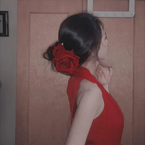 Vista 5 de Peines de pelo de flores, flor de rosa, bohemia, horquilla, disfraz de novia, decoración de pelo para fiesta, boda, rojo (1 unidad)