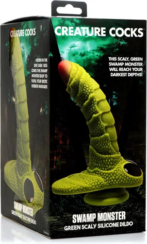 Vista 7 de CREATURE COCKS Swamp Monster - Consolador hecho con silicona de alta calidad para hombres, mujeres y parejas, juego de rol de fantasía, arnés