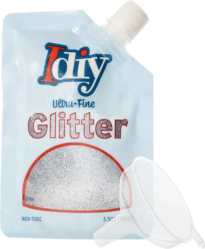 Vista 25 de iDIY - Brillantina ultra fina azul aguamarina (3.5 onzas), purpurina extrafina con bolsa de boquilla fácil de verter y embudo para resina, slime