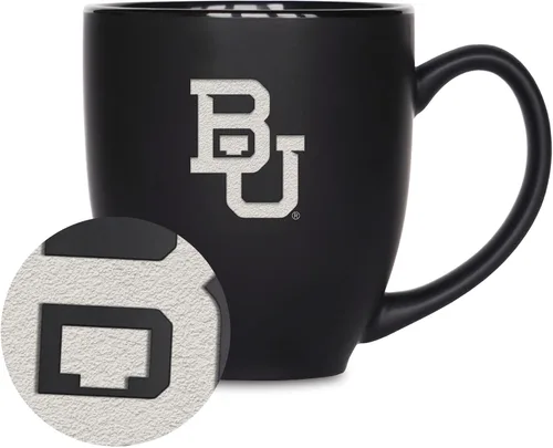 Vista 203 de Rico Industries - Taza de cerámica mate negra con grabado láser estándar de 15oz para NCAA (escuelas T & U) - Para bebidas calientes o frías