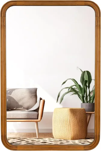 Vista 19 de WallBeyond - Espejo de madera de 18x24 pulgadas para baño, espejo de pared con marco de madera estilo granja, espejo rectangular montado en la pared