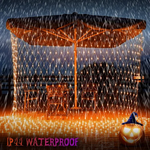 Vista 5 de JMEXSUSS Luces de Red para Exteriores Luces de Malla, 200 LED 9.8 pies x 6.6 pies Luz de Arbusto de Navidad para Exteriores Impermeable, Luz de Red