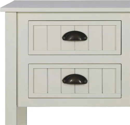Vista 6 de Bailey Bead Board Mesa consola de madera con cuatro cajones con estante, acabado blanco antiguo