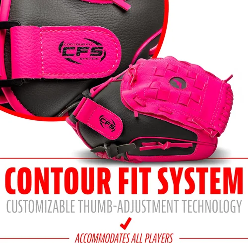 Vista 6 de Franklin Sports Guantes de béisbol para niños, guante de pelota RTP para niños + juego de pelotas, guantes de pelota para niños + niñas, niños +