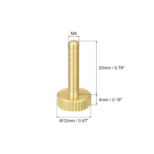 Vista 2 de uxcell Tornillos moleteados para pulgar, pernos planos de latón M4x20mm, perillas de agarre para PC, electrónico, mecánico, 8