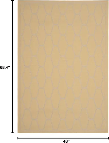 Vista 2 de SAFAVIEH Courtyard Collection - Alfombra decorativa de 4 x 5 pies 7 pulgadas, amarillo y beige, no desprende pelusa y de fácil cuidado