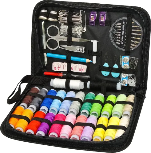 Vista 14 de Kit de costura para adultos con suministros y accesorios de costura, kit de costura a mano básico para pequeñas reparaciones, kit de costura