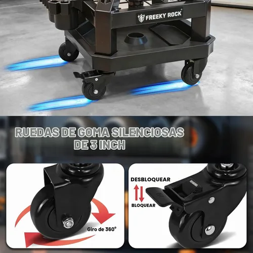 Vista 6 de Taburete rodante de taller con ruedas, taburete mecánico de trabajo de garaje resistente con respaldo, altura ajustable, silla giratoria de 360°