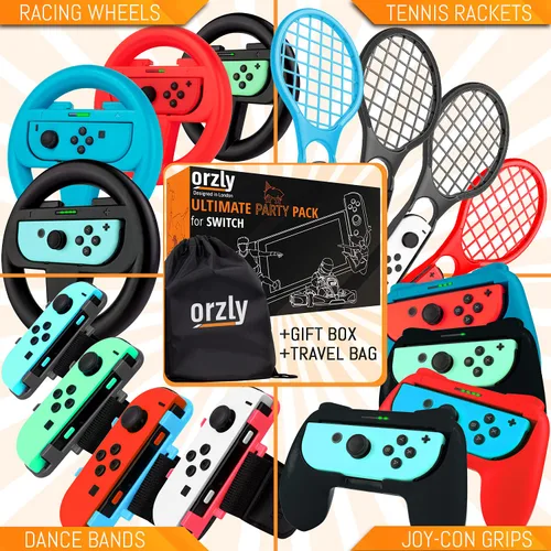 Vista 8 de Orzly Paquete de accesorios deportivos para fiestas familiares diseñados para Nintendo Switch y juegos de consola OLED con raquetas de bádminton