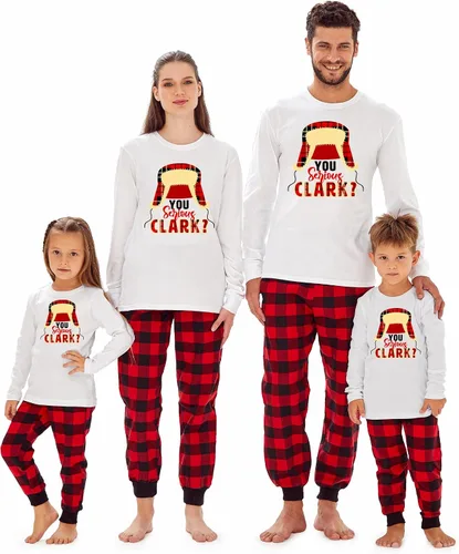 Vista 20 de Camiseta familiar de manga larga con texto en inglés "You Serious Clark Christmas" Top - Athletic Heather