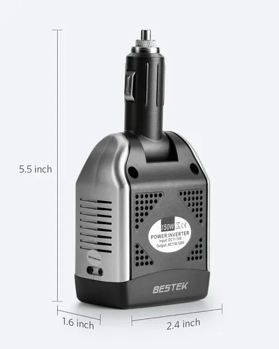 Vista 9 de Inversor de energía Bestek, 150 W + 75 W, Negro y plateado