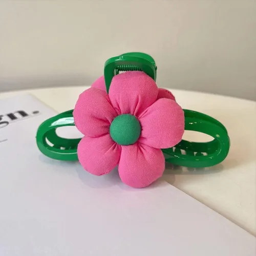 Vista 3 de QTMY Pinzas para el pelo de flores rosas, pinzas para el cabello, pinzas de sujeción fuerte, pinzas de garra de mandíbula, pinzas para el cabello