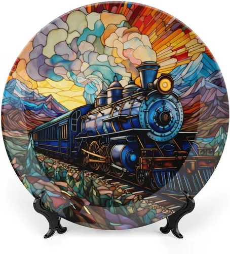 Vista 9 de Platos decorativos, pájaro azul y flores, vitrales, para el hogar, oficina, cocina, decoración de mesa, platos de porcelana de 6 pulgadas, regalos