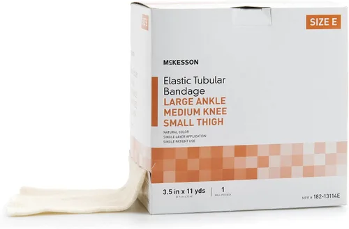 Vista 7 de McKesson Vendaje de soporte tubular elástico, tobillo grande/rodilla media/muslo pequeño, tamaño E, 3 1/2 pulgadas por 11 yardas, 1 unidad, 1 paquete