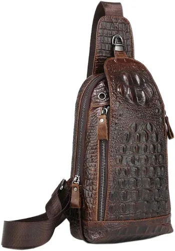 Vista 2 de Mochila estilo bandolera de piel para hombres y mujeres bandolera de hombro al pecho mochila de uso diario para viajes al aire libre campamento