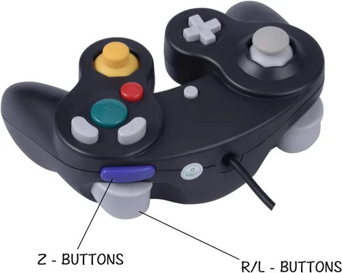 Vista 3 de 2 paquetes de control clásico Gamecube Shock Joypad con cable para Wii NGC Game Cube compatible