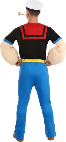 Vista 7 de Disfraz de Halloween de Popeye the Sailor para hombre con sombrero y pipa Auténtico disfraz de personaje de dibujos animados para adultos