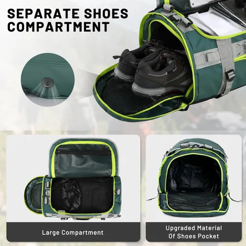 Vista 52 de MIER Mochila deportiva grande con compartimento para zapatos, resistente y resistente al agua, azul marino, 45L