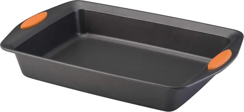 Vista 14 de Rachael Ray Yum-o! - Molde rectangular antiadherente para hornear Bandeja para hornear antiadherente de fácil liberación, 9 x 13 pulgadas, gris