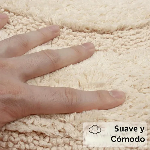 Vista 3 de KOEXM - Alfombra de baño de medio círculo con borlas, 100% algodón Alfombras de baño tejidas a mano, antideslizantes, absorbentes, lavables a