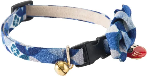 Vista 3 de Necoichi Daruma Charm Pajarita Collar de gato (azul)