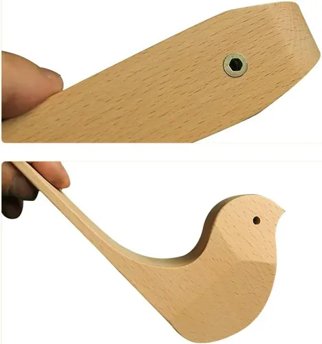 Vista 5 de Ganchos de pared de pájaros de grano de madera, ganchos para colgar en la pared, paquete de 3