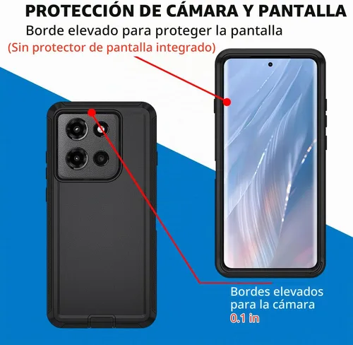 Vista 4 de Funda para Motorola Moto Edge 5G 2025, funda de teléfono resistente a prueba de golpes resistente protectora, 3 en 1 cubierta de parachoques (negro)