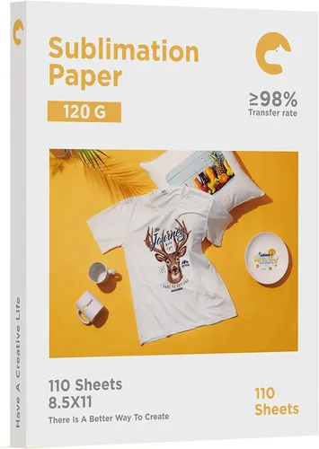 Vista 8 de Hiipoo Papel de sublimación de 8.5 x 11 pulgadas, funciona con tinta de sublimación e impresoras de inyección de tinta E Sawgrass para tazas