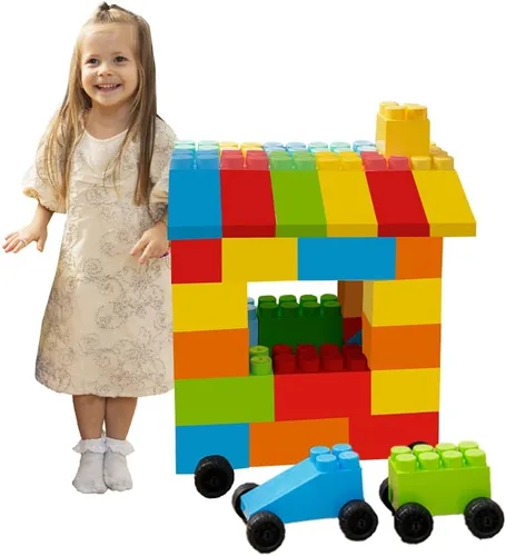 Vista 7 de PLATPORTS Bloques de construcción grandes de 48 piezas – Bloques de plástico gigantes XL grandes para niños de 2 a 8 años, juego de construcción