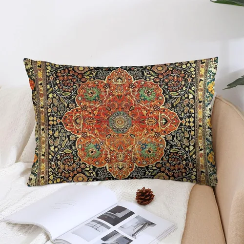 Vista 4 de 10 fundas de almohada de 12 x 20 pulgadas con estampado de mohtashem kashan persa antiguo, fundas de almohada decorativas de terciopelo suave
