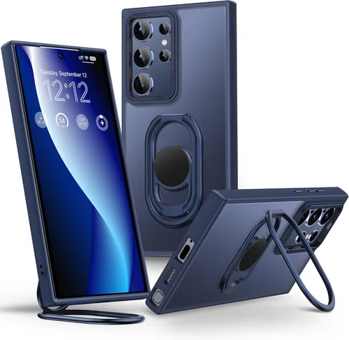 Vista 8 de Shields Up Funda para Samsung Galaxy S22 con soporte, Galaxy S22 transparente con soporte de doble anillo [ajustable y plegable] Funda protectora a