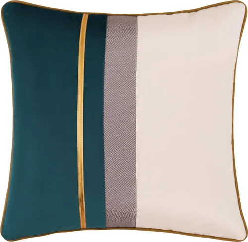 Vista 9 de Avigers - Funda de cojín decorativa de terciopelo, 20 x 20 pulgadas, diseño de rayas, cuero negro con blanco y dorado. Funda de cojín moderna